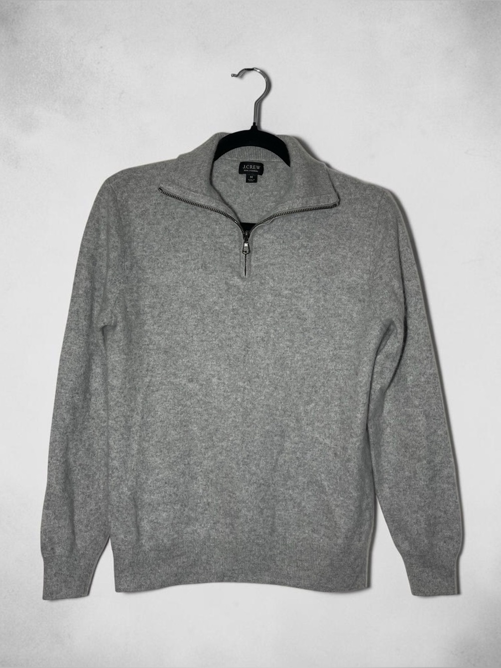 J.Crew 100% Cashmere half-zip Gray sweater Size Medium